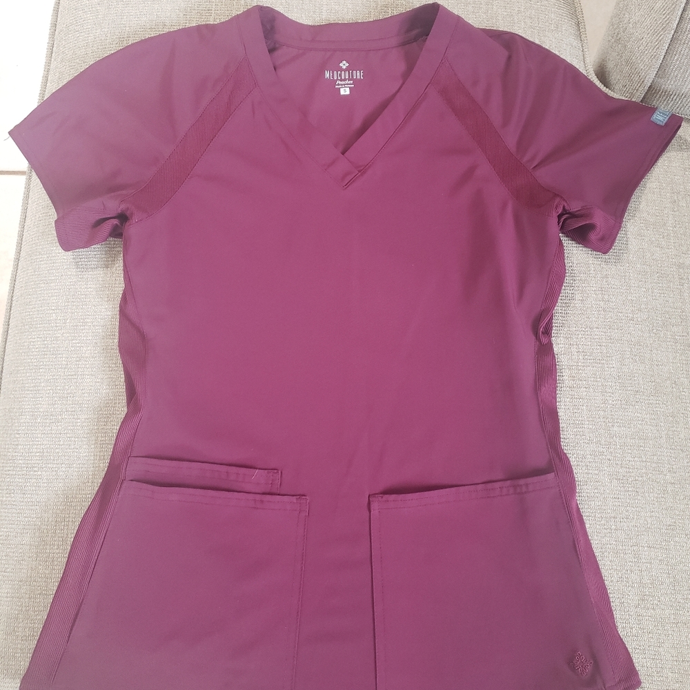 Med Couture Peaches Burgundy Scrubs